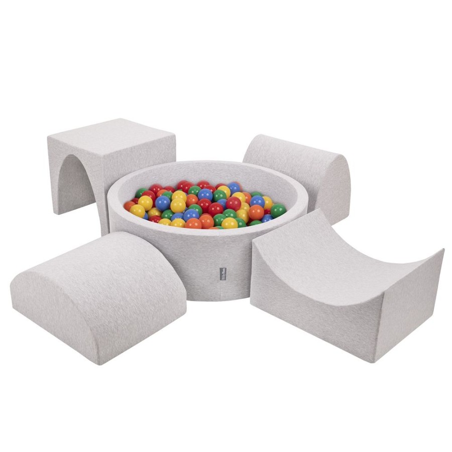 Playgrounds KiddyMoon | Kiddymoon Foam Playground For Kids With Ballpit And Balls, Lightgrey: Yellow/ Green/ Blue/ Red/ Orange Light Grey: Yellow / Green / Blue / Red / Orange