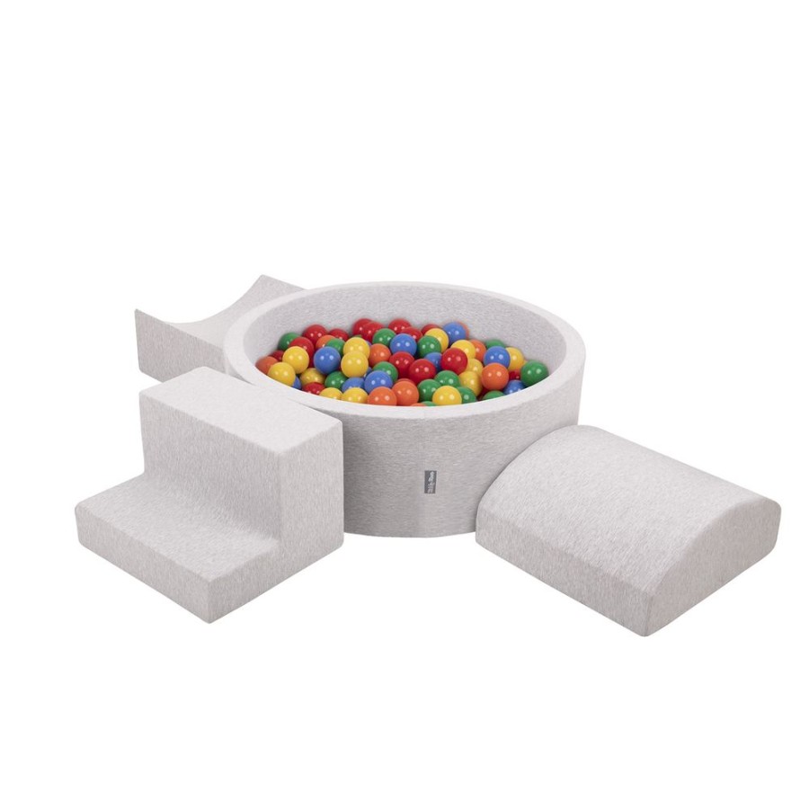 Playgrounds KiddyMoon | Kiddymoon Foam Playground For Kids With Round Ballpit ( 7Cm/ 2.75In) Soft Obstacles Course And Ball Pool, Certified Made In The Eu, Lightgrey: Yellow/ Green/ Blue/ Red/ Orange Lightgrey:Yellow/Green/Blue/Red/Orange