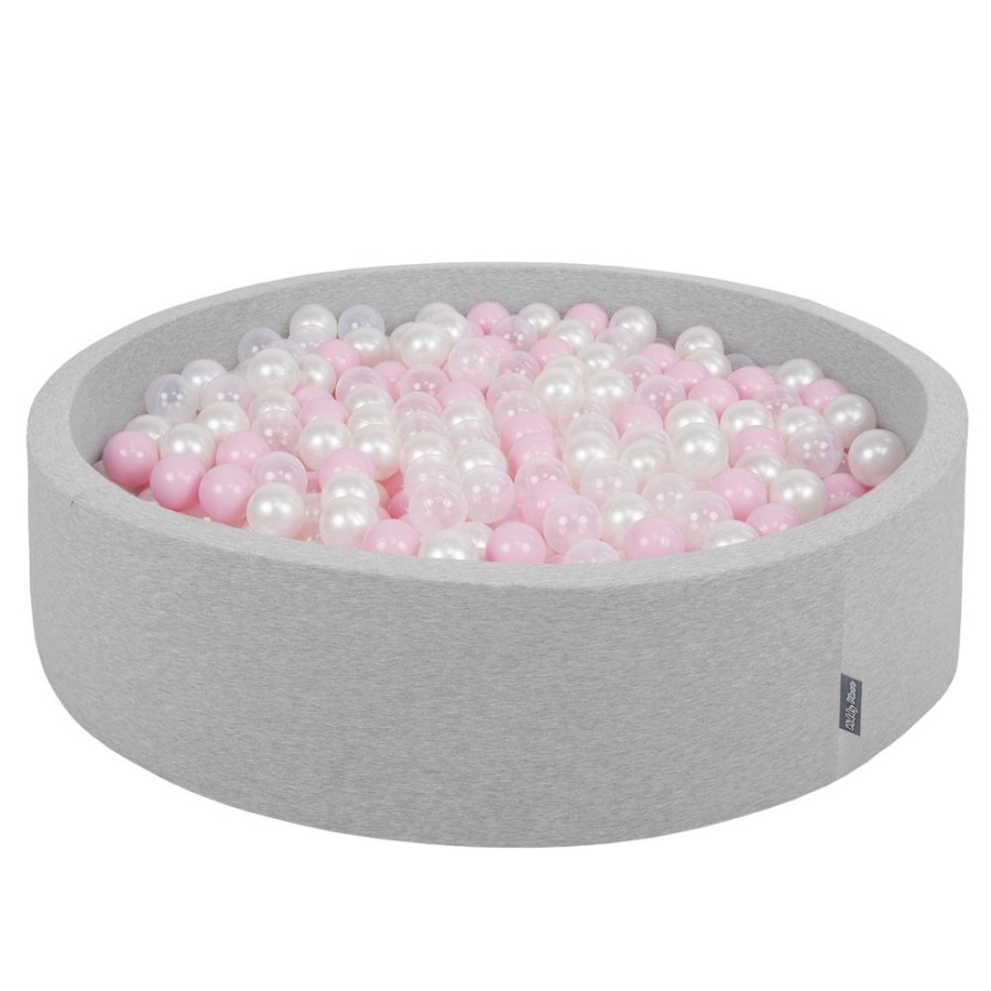 Ball Pits KiddyMoon | Kiddymoon Soft Ball Pit Round 7Cm / 2.75In For Kids, Foam Ball Pool Baby Playballs Children, Certified Made In The Eu, Light Grey: Powder Pink-Pearl-Transparent Light Grey:Powder Pink-Pearl-Transparent