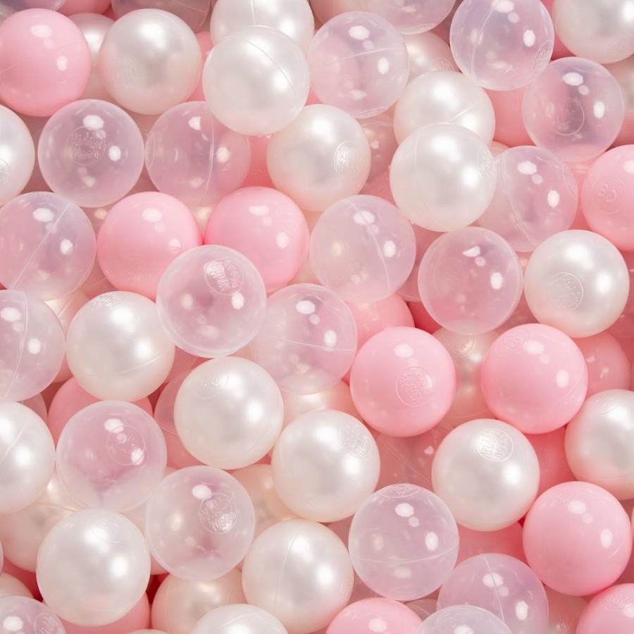 Ball Pits KiddyMoon | Kiddymoon Soft Ball Pit Round 7Cm / 2.75In For Kids, Foam Ball Pool Baby Playballs Children, Certified Made In The Eu, Light Grey: Powder Pink-Pearl-Transparent Light Grey:Powder Pink-Pearl-Transparent