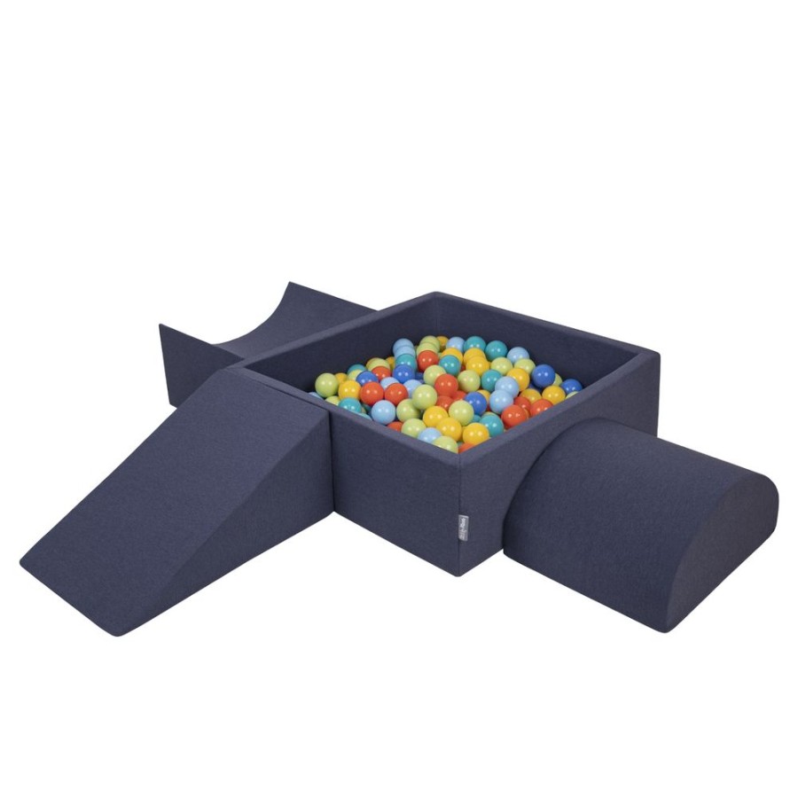 Activity Toys KiddyMoon | Kiddymoon Foam Playground For Kids With Square Ballpit And Balls, Darkblue: Lgreen/ Orange/ Turquoise/ Blue/ Bblue/ Yellow Darkblue:Lgreen/Orange/Turquoise/Blue/Bblue/Yellow