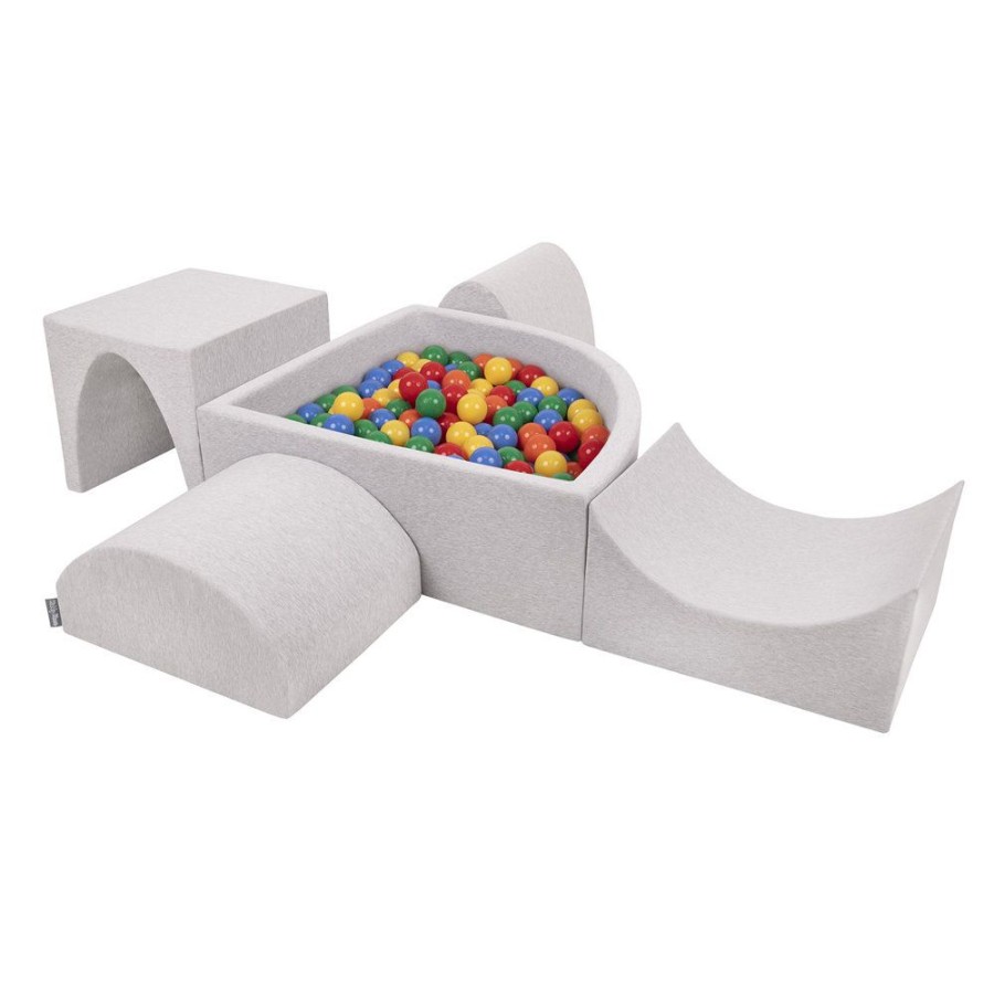 Activity Toys KiddyMoon | Kiddymoon Foam Playground For Kids With Quarter Angular Ballpit And Balls, Lightgrey: Yellow/ Green/ Blue/ Red/ Orange Light Grey: Yellow / Green / Blue / Red / Orange