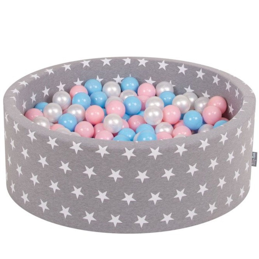 Ball Pits KiddyMoon | Kiddymoon Baby Ballpit With Balls 7Cm / 2.75In Certified, Stars, Grey Stars: Baby Blue/ Light Pink/ Pearl Grey Stars: Baby Blue/Light Pink/Pearl