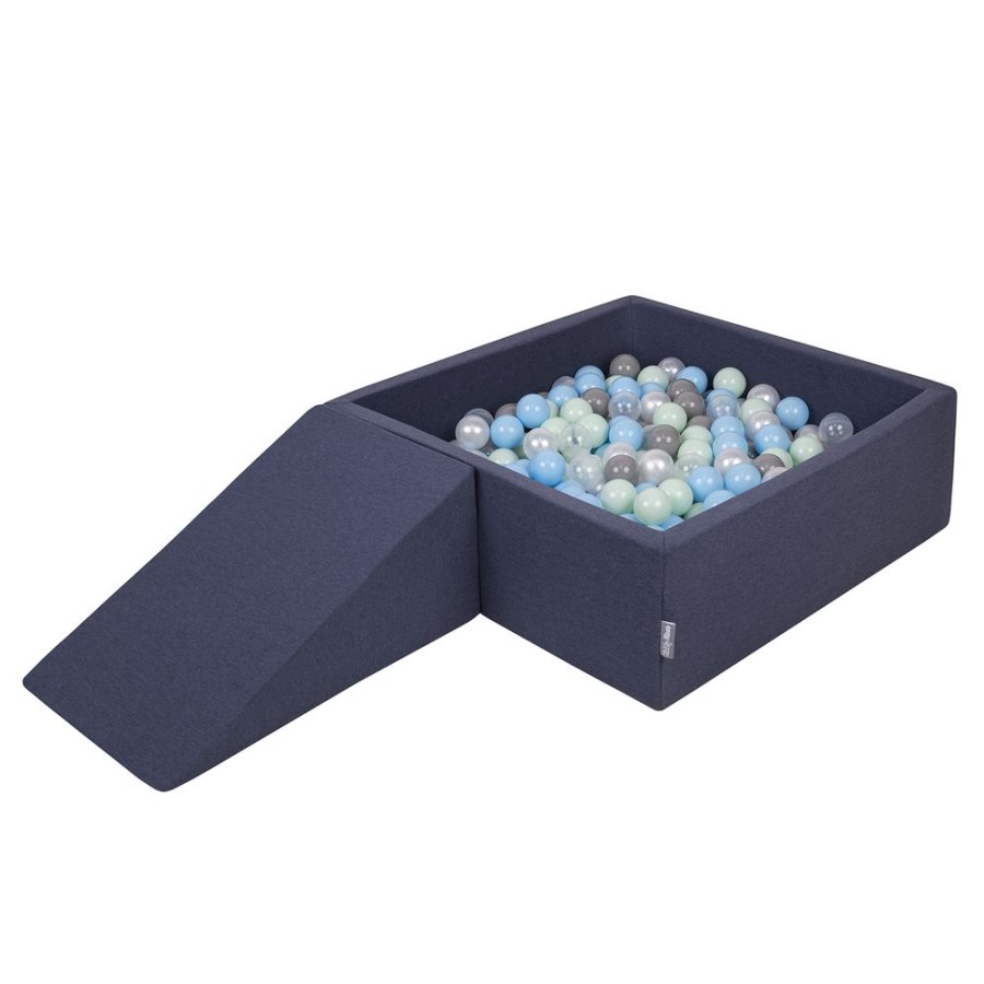 Activity Toys KiddyMoon | Kiddymoon Foam Playground For Kids With Square Ballpit And Balls, Darkblue: Pearl/ Grey/ Transparent/ Babyblue/ Mint Darkblue:Pearl/Grey/Transparent/Babyblue/Mint