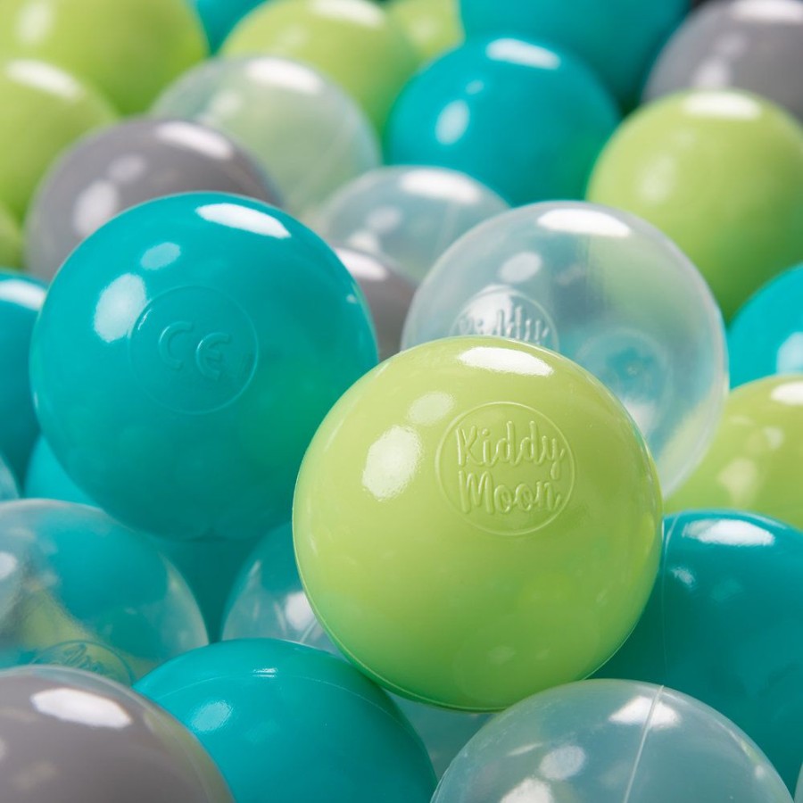 Plastic Balls KiddyMoon | Kiddymoon Soft Plastic Play Balls 7Cm/ 2.75In Multi-Colour Certified Made In Eu, Turquoise/ Light Green/ Grey/ Transparent Turquoise/Light Green/Grey/Transparent