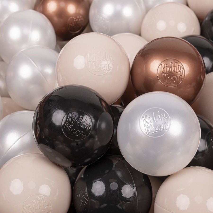 Plastic Balls KiddyMoon | Kiddymoon Soft Plastic Play Balls 7Cm/ 2.75In Multi-Colour Certified Made In Eu, Pastel Beige/ Copper/ Black/ Pearl Pastel Beige/Copper/Black/Pearl