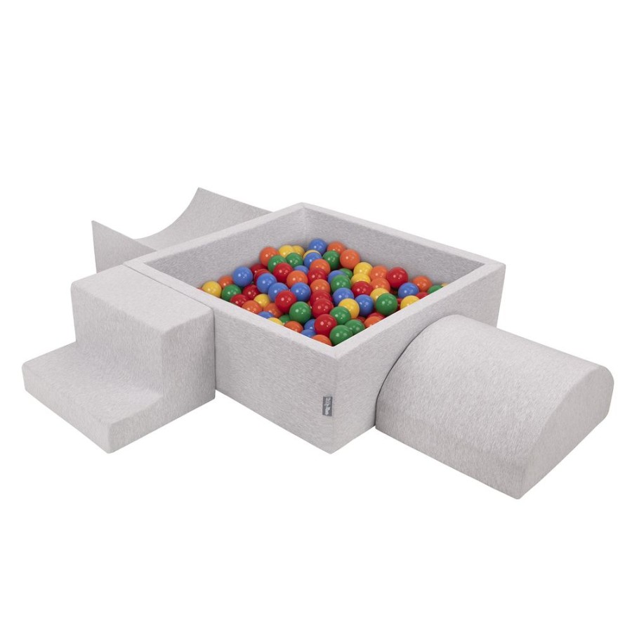 Activity Toys KiddyMoon | Kiddymoon Foam Playground For Kids With Square Ballpit ( 7Cm/ 2.75In) Soft Obstacles Course And Ball Pool, Certified Made In The Eu, Lightgrey: Yellow/ Green/ Blue/ Red/ Orange Lightgrey:Yellow/Green/Blue/Red/Orange