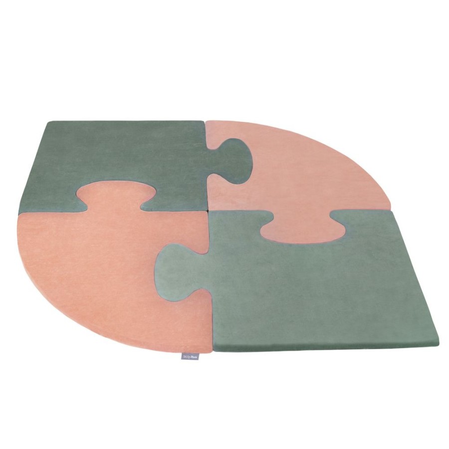 Nursery Room KiddyMoon | Kiddymoon Soft Foam Puzzle Set For Children 4Pcs, Desert Pink/ Forest Green