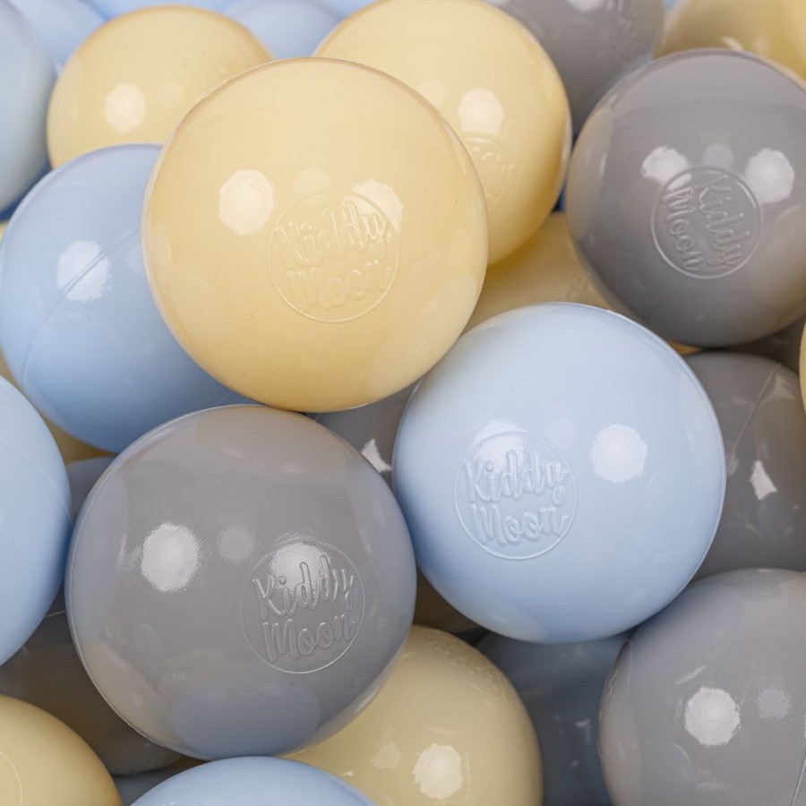 Plastic Balls KiddyMoon | Kiddymoon Soft Plastic Play Balls 7Cm/ 2.75In Multi-Colour Certified Made In Eu, Pastel Beige/ Pastel Yellow/ Grey Pastel Beige/Pastel Yellow/Grey