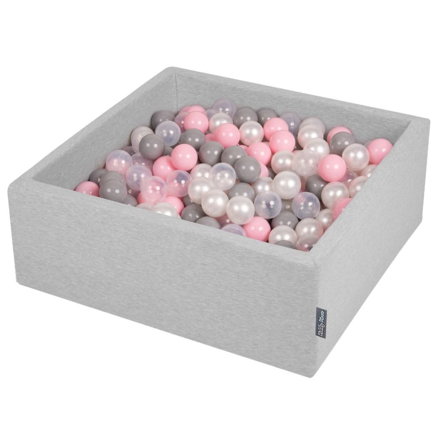 Ball Pits KiddyMoon | Kiddymoon Baby Foam Ball Pit With Balls 7Cm / 2.75In Square, Light Grey/ Pearl/ Grey/ Transparent/ Light Pink Light Grey: Pearl / Grey / Transparent / Light Pink