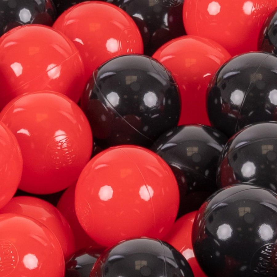 Plastic Balls KiddyMoon | Kiddymoon Soft Plastic Play Balls 7Cm/ 2.75In Multi-Colour Certified Made In Eu, Black/ Red