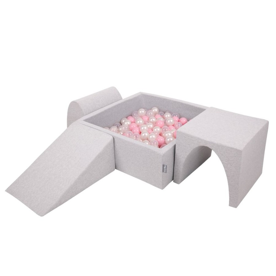 Activity Toys KiddyMoon | Kiddymoon Foam Playground For Kids With Square Ballpit And Balls, Lightgrey: Powderpink/ Pearl/ Transparent Light Grey: Light Pink / Pearl / Transparent