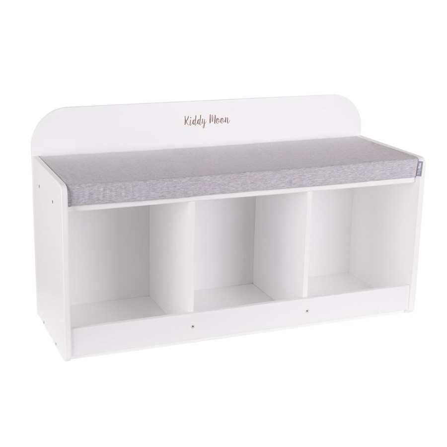 Nursery Room KiddyMoon | Kiddymoon Storage Bench For Kids With Foam Children Multifunctional Toy Furniture Sitting Playroom, White/ Light Grey White/Light Grey