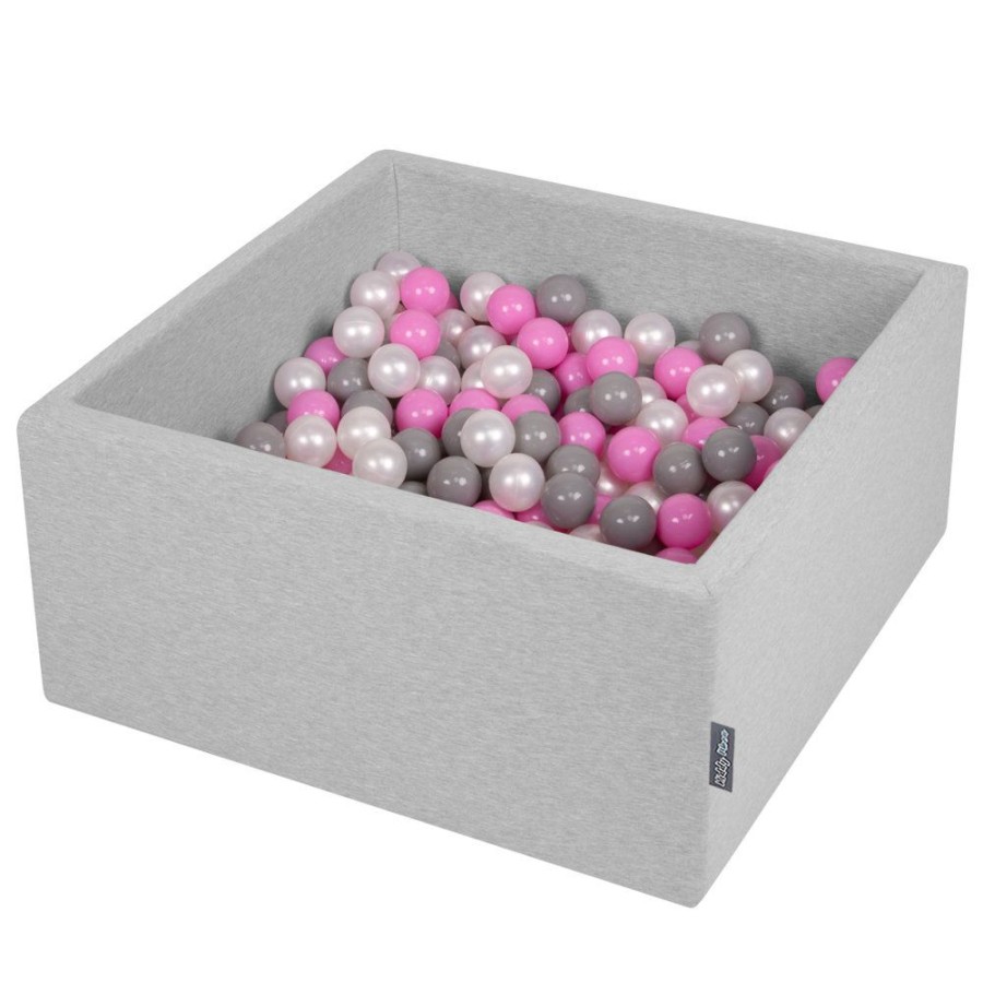 Ball Pits KiddyMoon | Kiddymoon Baby Foam Ball Pit With Balls 7Cm / 2.75In Square, Light Grey/ Pearl/ Grey/ Pink Light Grey/Pearl/Grey/Pink