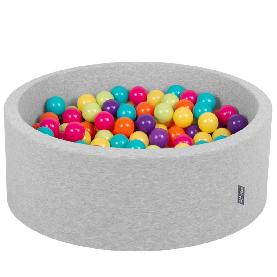 Ball Pits KiddyMoon | Kiddymoon Baby Foam Ball Pit With Balls 7Cm / 2.75In Certified Made In Eu, Light Grey: Light Green / Yellow / Turquoise / Orange / Dark Pink / Purple