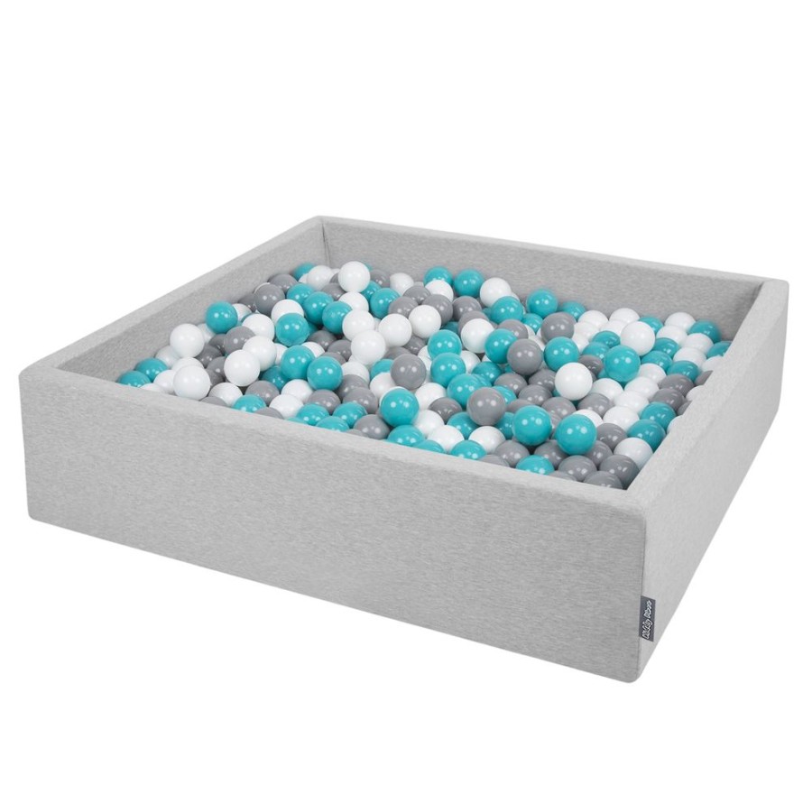 Ball Pits KiddyMoon | Kiddymoon Soft Ball Pit Square 7Cm / 2.75In For Kids, Foam Ball Pool Baby Playballs Children, Certified Made In The Eu, Light Grey: Grey-White-Turquoise Light Grey:Grey-White-Turquoise