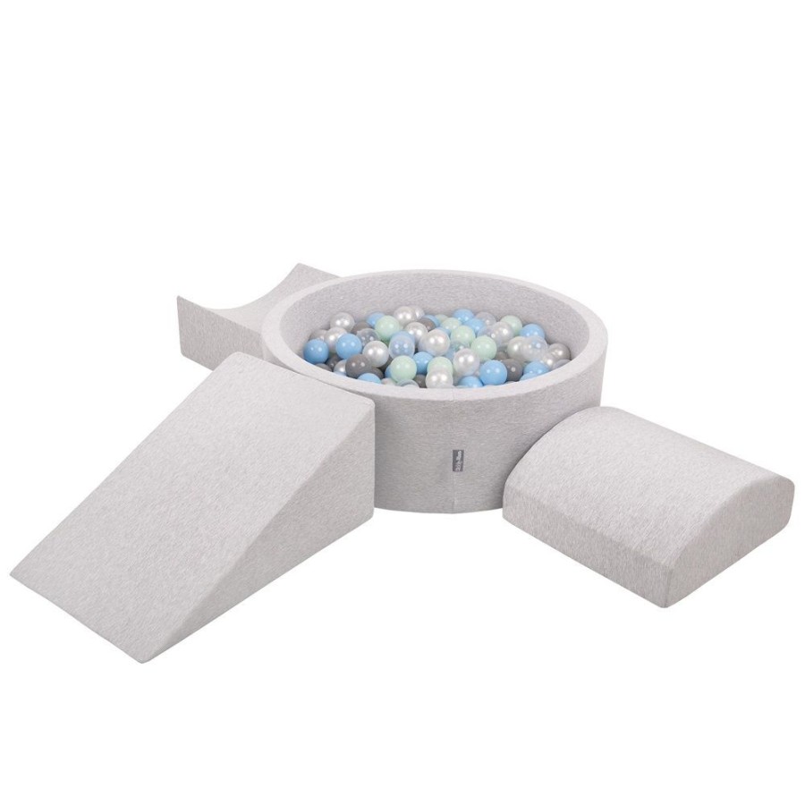 Playgrounds KiddyMoon | Kiddymoon Foam Playground For Kids With Round Ballpit ( 7Cm/ 2.75In) Soft Obstacles Course And Ball Pool, Certified Made In The Eu, Lightgrey: Pearl/ Grey/ Transparent/ Babyblue/ Mint Light Grey: Pearl / Grey / Transparent / Baby Blue / Mint