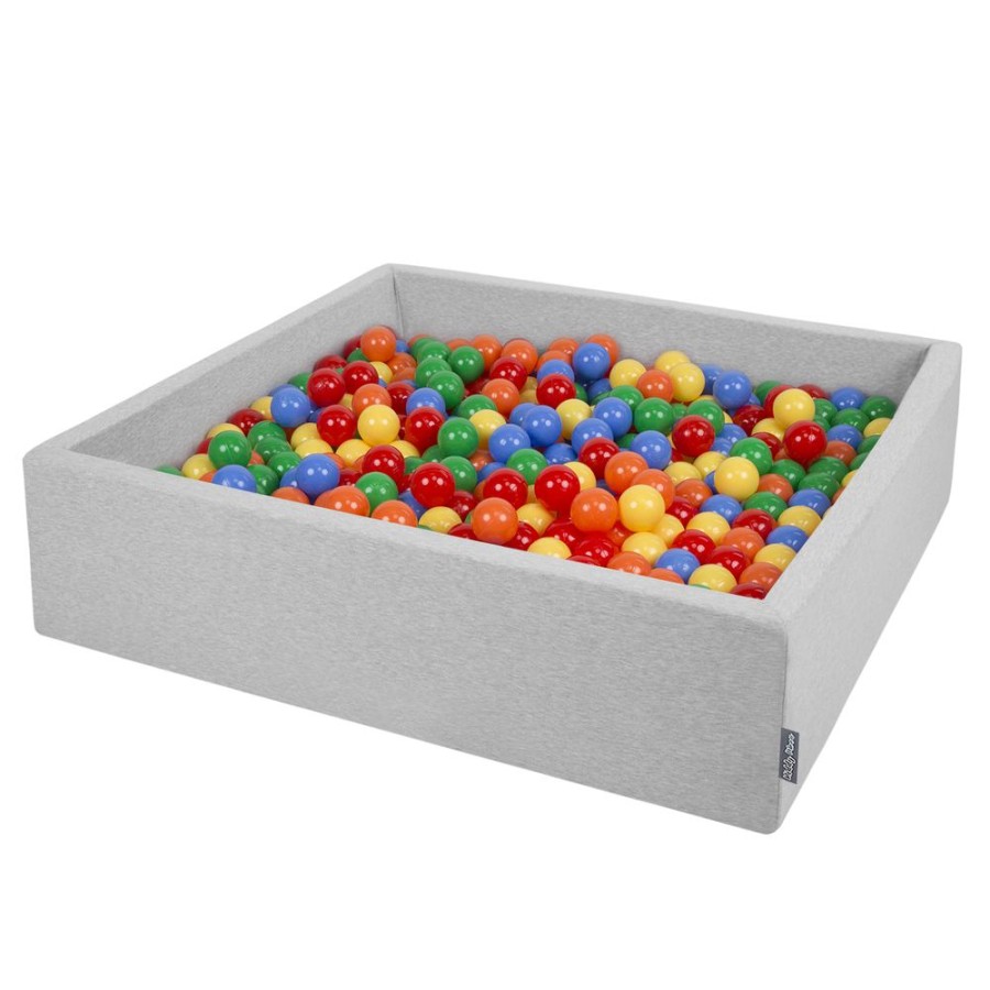 Ball Pits KiddyMoon | Kiddymoon Soft Ball Pit Square 7Cm / 2.75In For Kids, Foam Ball Pool Baby Playballs Children, Certified Made In The Eu, Light Grey: Yellow-Green-Blue-Red-Orange Light Grey:Yellow-Green-Blue-Red-Orange