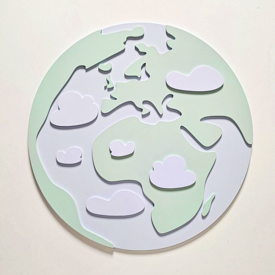 Nursery Room KiddyMoon | Kiddymoon Wall Decor Kids Room Nursery Wood Mdf Multiple Shapes 3D, Earth: Green/ Grey