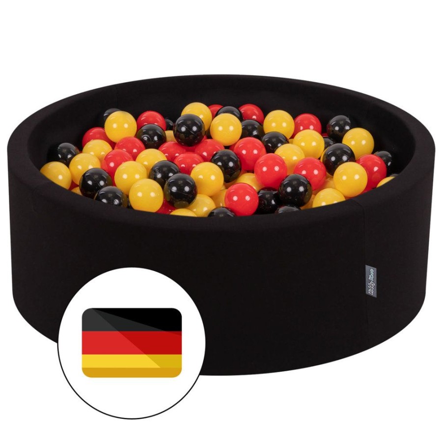 Ball Pits KiddyMoon | Kiddymoon Baby Foam Ball Pit With Balls 7Cm / 2.75In Certified Made In Eu, Germany: Black/ Red/ Yellow