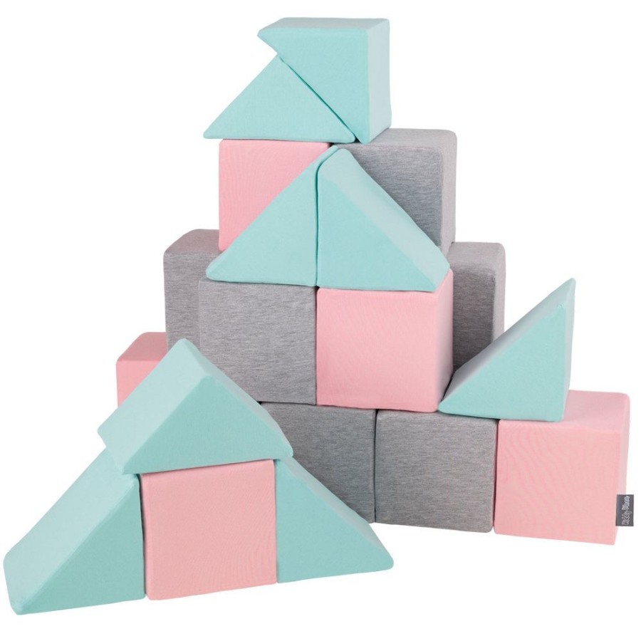 Activity Toys KiddyMoon | Kiddymoon Soft Foam Cubes Building Blocks For Kids, Mix: Light Grey-Pink-Mint Mix:Light Grey-Pink-Mint