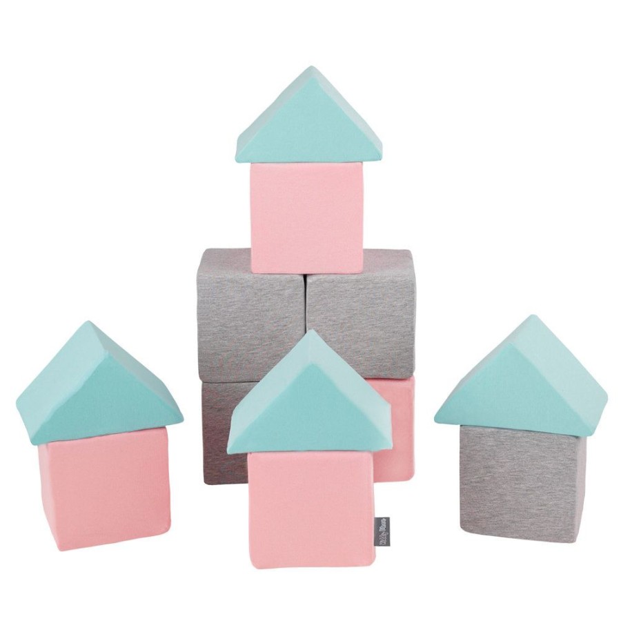 Activity Toys KiddyMoon | Kiddymoon Soft Foam Cubes Building Blocks For Kids, Mix: Light Grey-Pink-Mint Mix:Light Grey-Pink-Mint