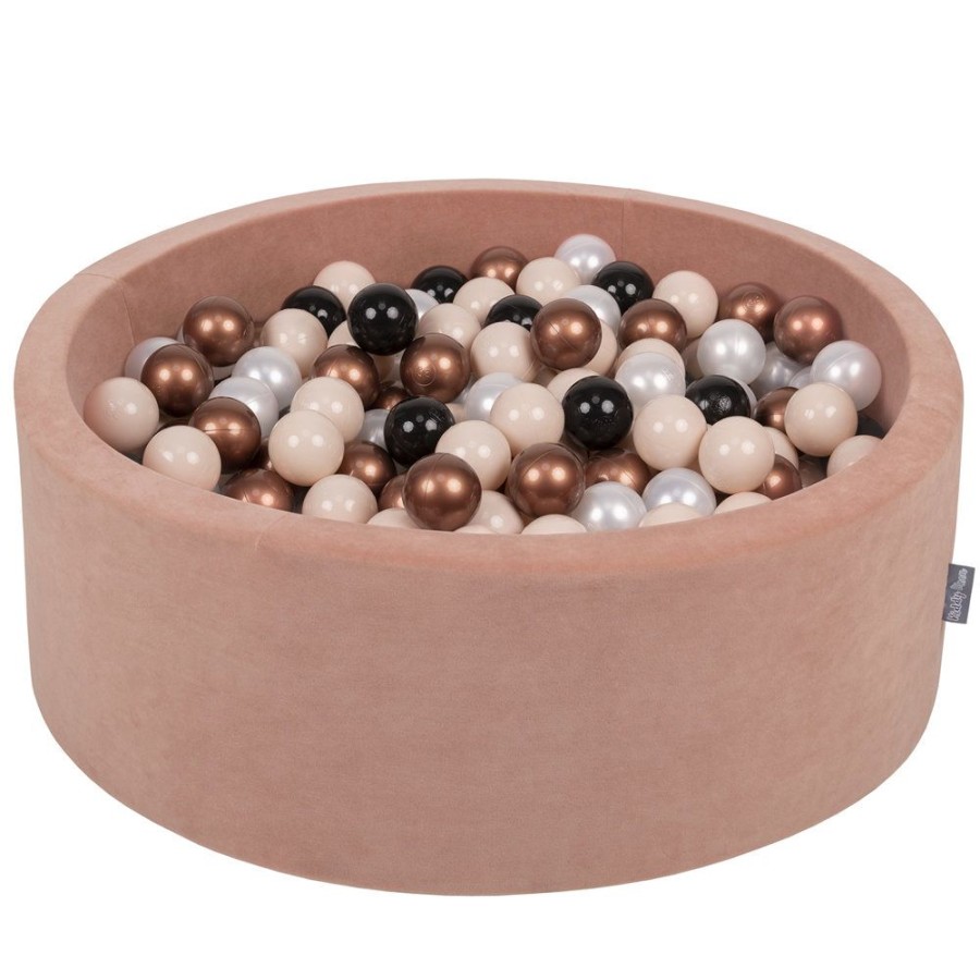 Ball Pits KiddyMoon | Kiddymoon Soft Ball Pit Round 7Cm / 2.75In For Kids, Foam Velvet Ball Pool Baby Playballs, Made In The Eu, Desert Pink: Pastel Beige/ Copper/ Black/ Pearl Desert Pink:Pastel Beige/Copper/Black/Pearl