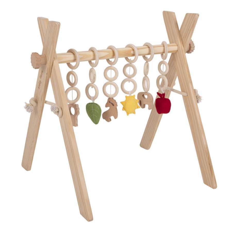 Activity Toys KiddyMoon | Kiddymoon Wooden Baby Gym For Newborns With Play Mat Bt-001, Natural