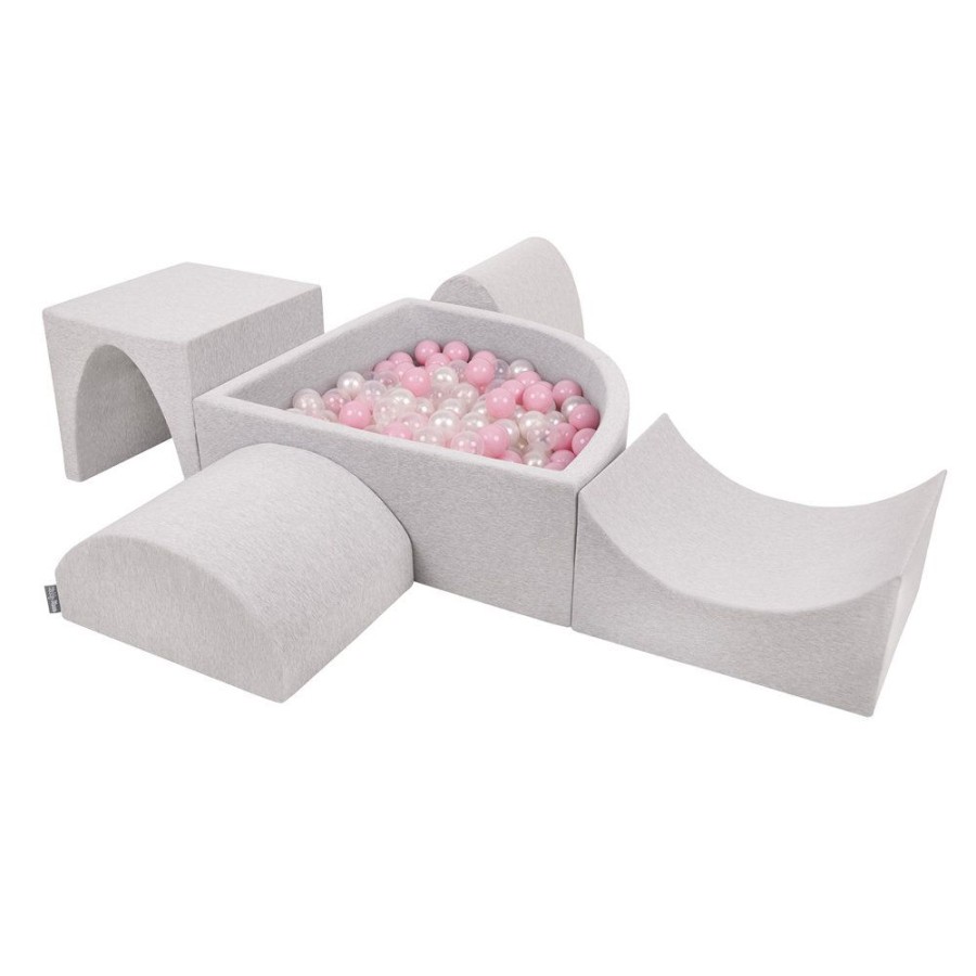 Activity Toys KiddyMoon | Kiddymoon Foam Playground For Kids With Quarter Angular Ballpit And Balls, Lightgrey: Powderpink/ Pearl/ Transparent Light Grey: Light Pink / Pearl / Transparent