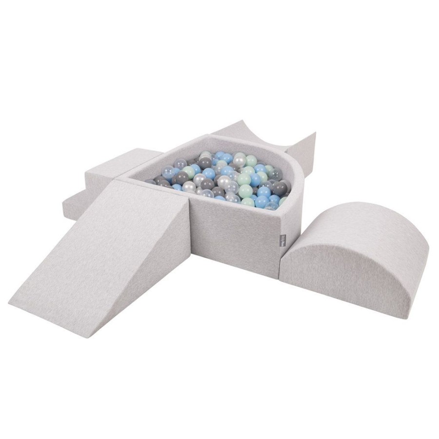 Playgrounds KiddyMoon | Kiddymoon Foam Playground For Kids With Quarter Angular Ballpit And Balls, Lightgrey: Pearl/ Grey/ Transparent/ Babyblue/ Mint Light Grey: Pearl / Grey / Transparent / Baby Blue / Mint