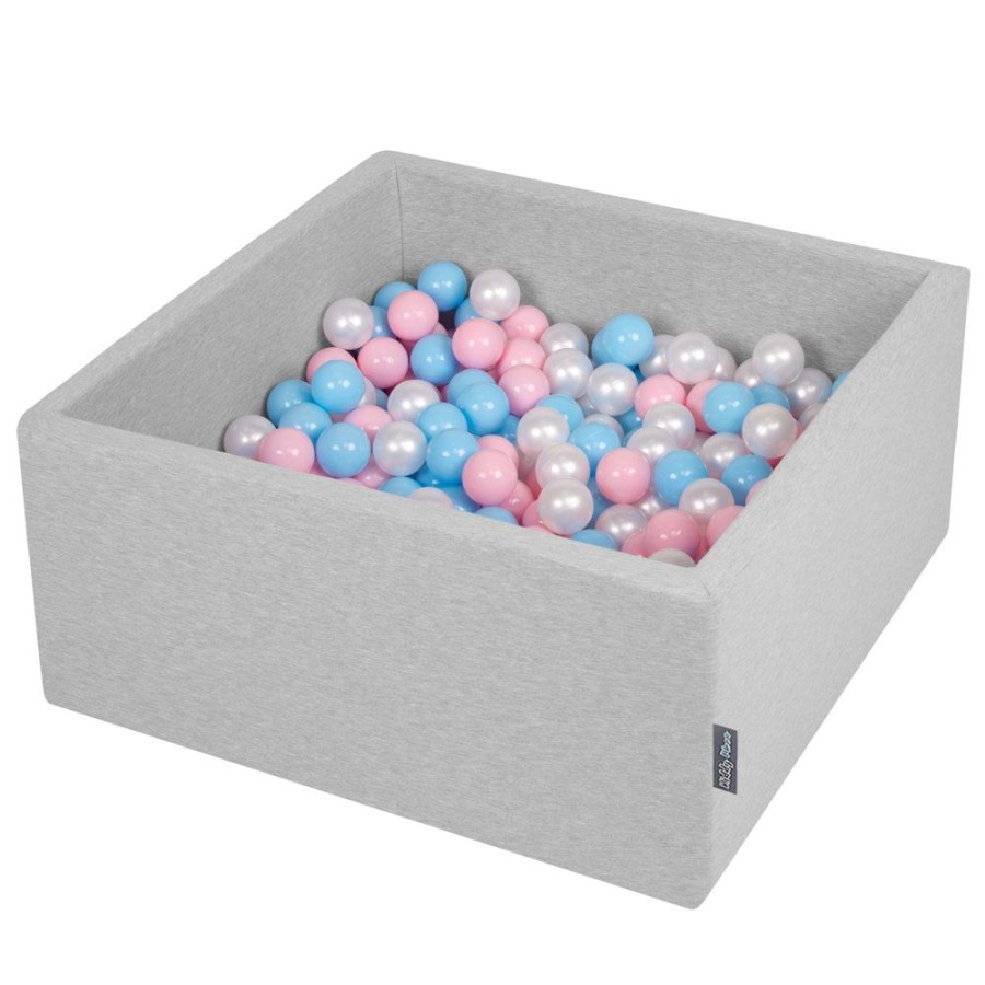 Ball Pits KiddyMoon | Kiddymoon Baby Foam Ball Pit With Balls 7Cm / 2.75In Square, Light Grey: Baby Blue/ Light Pink/ Pearl Light Grey:Baby Blue/Light Pink/Pearl