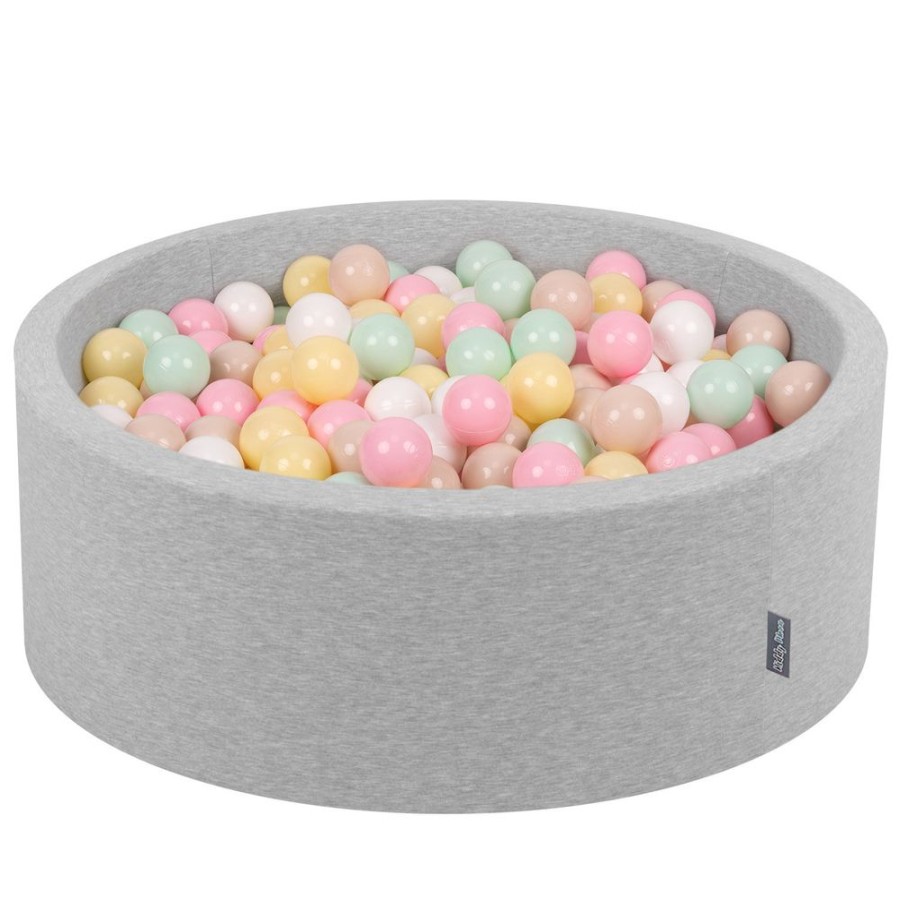 Ball Pits KiddyMoon | Kiddymoon Baby Foam Ball Pit With Balls 7Cm / 2.75In Certified Made In Eu, Light Grey: Pastel Beige/ Pastel Yellow/ White/ Mint/ Powder Pink