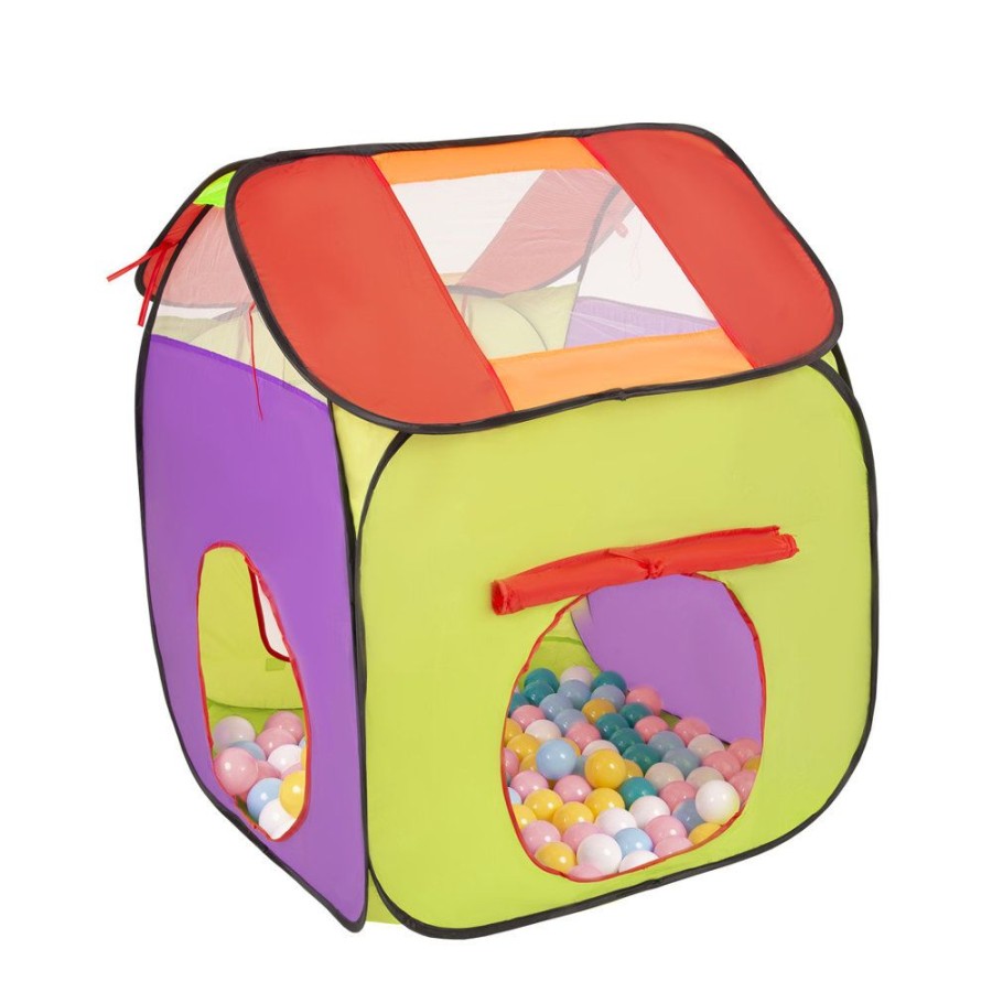 Partners KiddyMoon Partners | Selonis 3In1 Play Tent With Tunnel Playground Ball Pit With Balls For Kids, Multicolour:White/Yellow/Babyblue/ Powder Pink/Turquoise