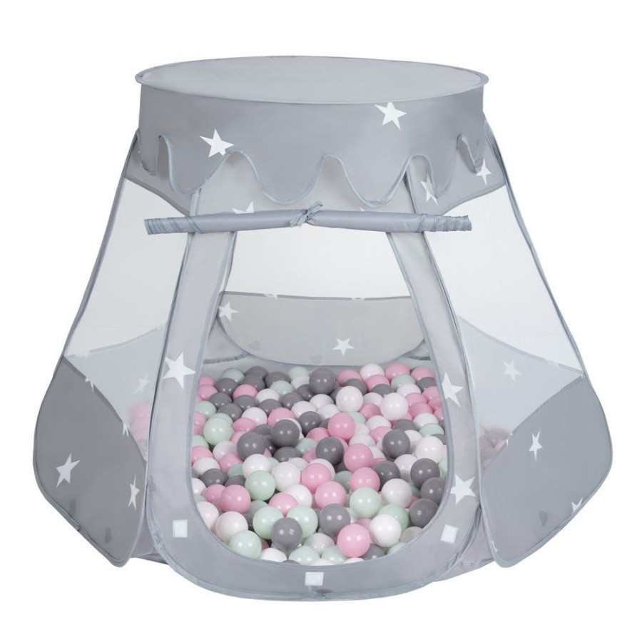 Partners KiddyMoon Partners | Play Tent Castle House Pop Up Ballpit Shell For Kids, Grey:White/Grey/Mint/Powder Pink