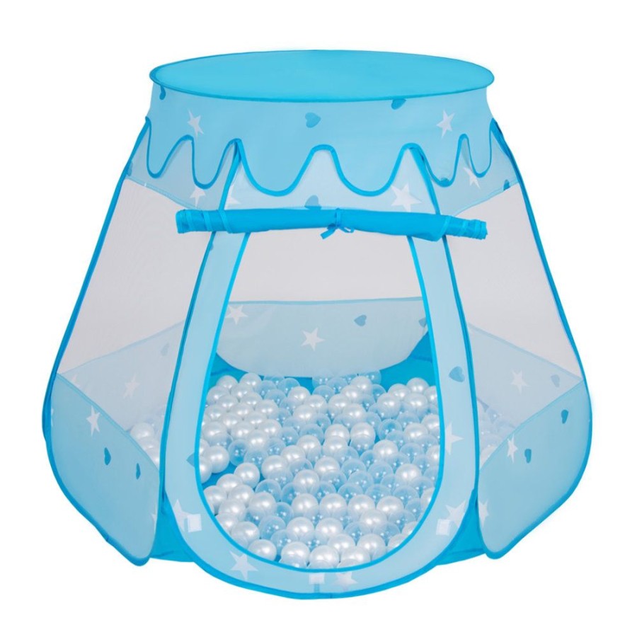 Partners KiddyMoon Partners | Play Tent Castle House Pop Up Ballpit Shell Plastic Balls For Kids, Blue: Pearl/ Transparent Blue:Pearl/Transparent