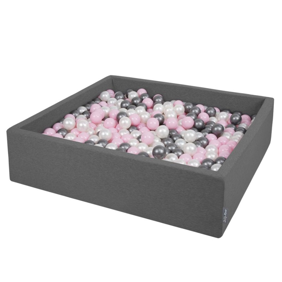 Ball Pits KiddyMoon | Kiddymoon Soft Ball Pit Square 7Cm / 2.75In For Kids, Foam Ball Pool Baby Playballs Children, Certified Made In The Eu, Dark Grey: Pearl-Powder Pink-Silver Dark Grey:Pearl-Powder Pink-Silver