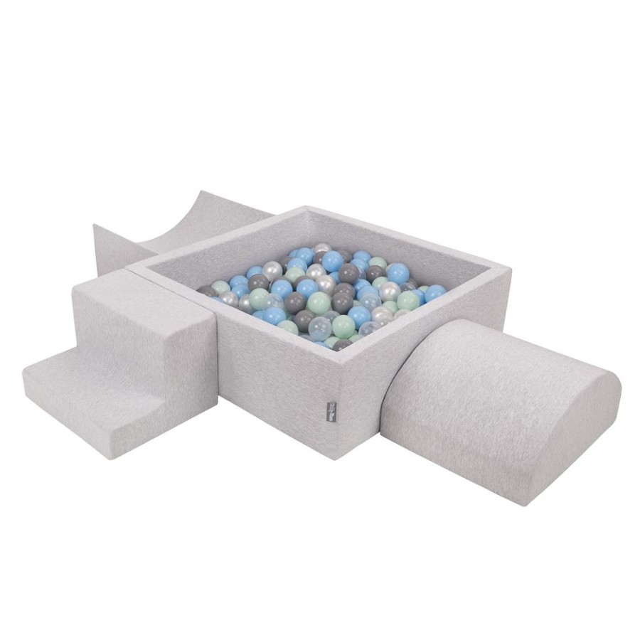 Activity Toys KiddyMoon | Kiddymoon Foam Playground For Kids With Square Ballpit ( 7Cm/ 2.75In) Soft Obstacles Course And Ball Pool, Certified Made In The Eu, Lightgrey: Pearl/ Grey/ Transparent/ Babyblue/ Mint Lightgrey:Pearl/Grey/Transparent/Babyblue/Mint