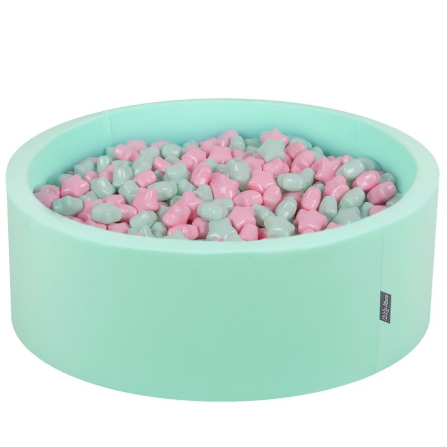 Ball Pits KiddyMoon | Kiddymoon Round Foam Ballpit With Star-Shaped Plastic Balls For Kids, Mint: Light Pink/ Mint