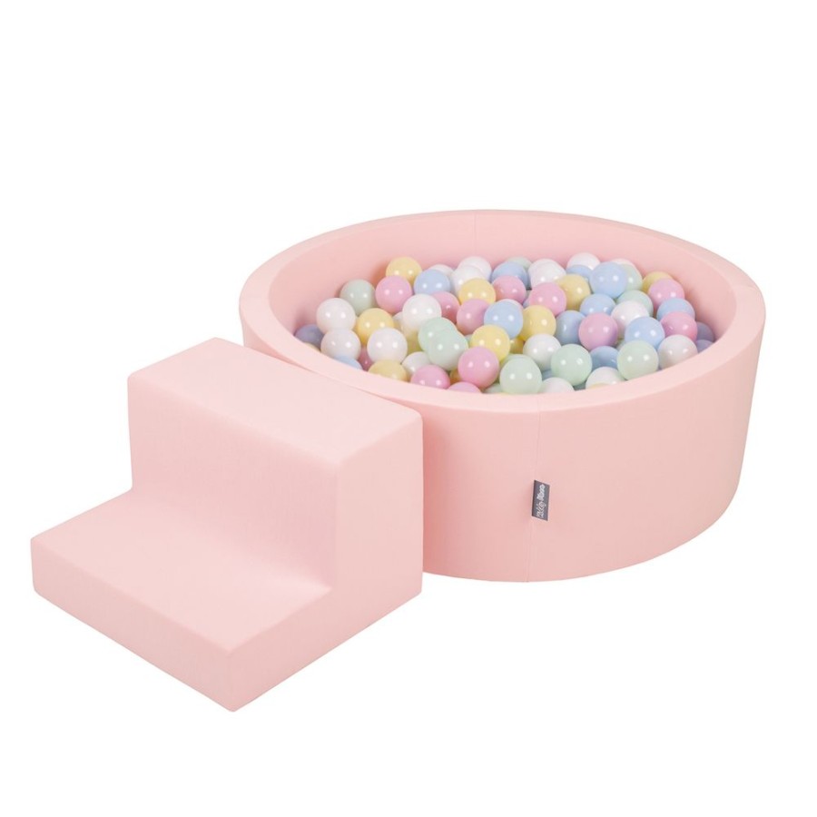 Activity Toys KiddyMoon | Kiddymoon Foam Playground For Kids With Round Ballpit (200 Balls 7Cm/ 2.75In) Soft Obstacles Course And Ball Pool, Certified Made In The Eu, Pink: Pastel Blue/ Pastel Yellow/ White/ Mint/ Powder Pink