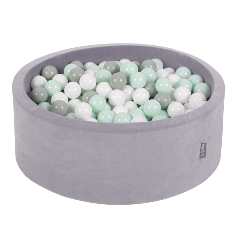 Ball Pits KiddyMoon | Kiddymoon Soft Ball Pit Round 7Cm / 2.75In For Kids, Foam Velvet Ball Pool Baby Playballs, Made In The Eu, Grey Mountains: White/ Mint/ Greengrey