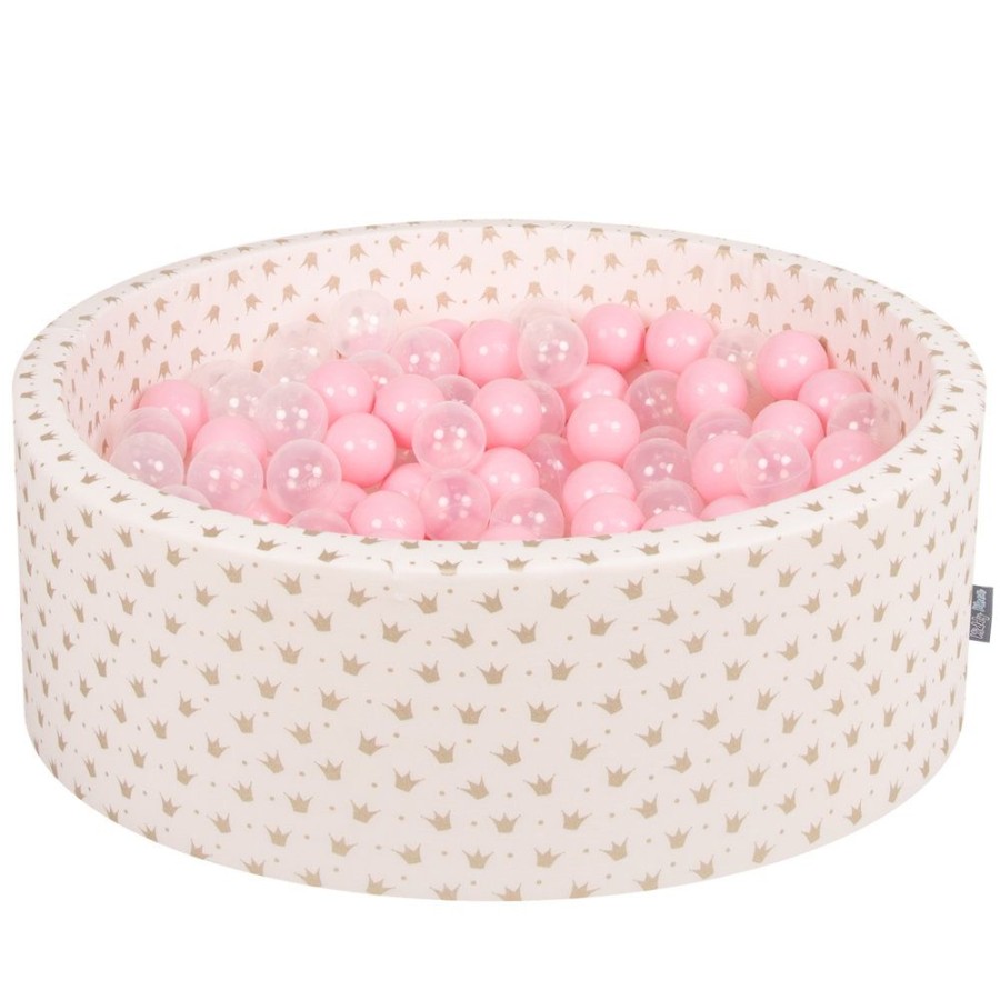 Ball Pits KiddyMoon | Kiddymoon Baby Ballpit With Balls 7Cm / 2.75In Certified, Crown, Ecru-Gold: Light Pink/ Transparent Ecru-Gold:Light Pink/Transparent