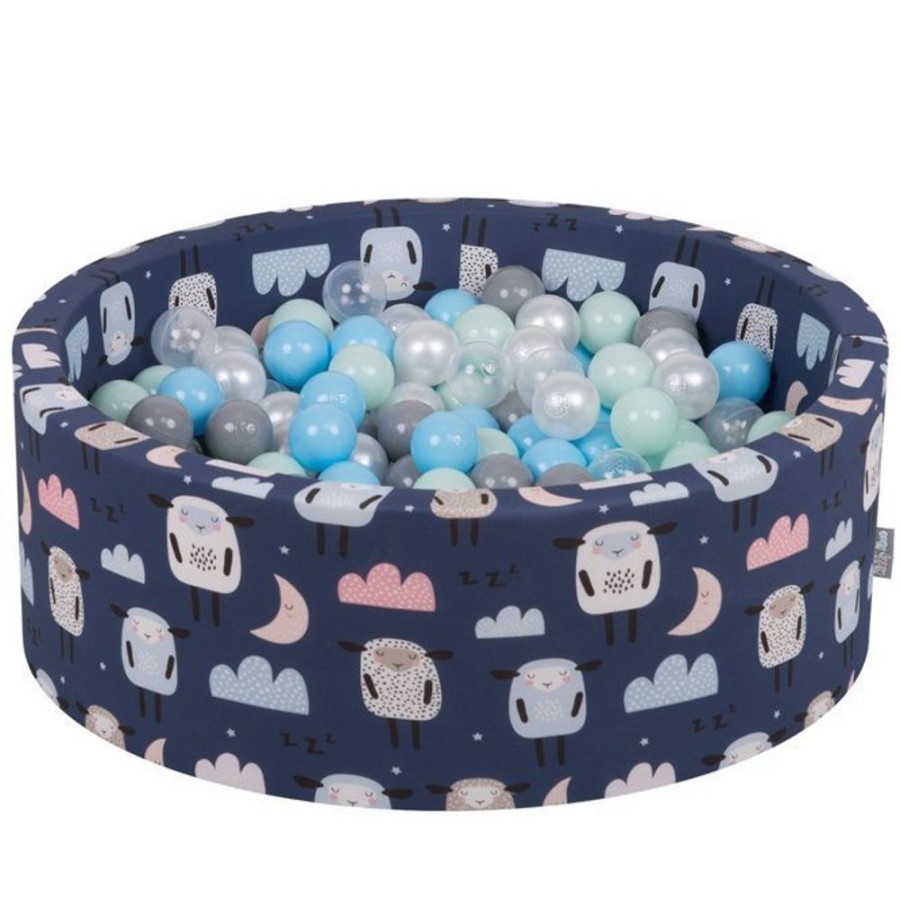 Ball Pits KiddyMoon | Kiddymoon Baby Ballpit With Balls 7Cm / 2.75In Certified, Sheep-Dblue: Pearl/ Grey/ Transparent/ Babyblue/ Mint Sheep-Dblue:Pearl/Grey/Transparent/Babyblue/Mint