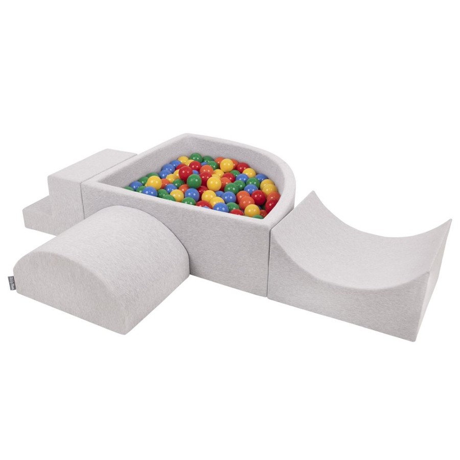 Activity Toys KiddyMoon | Kiddymoon Foam Playground For Kids With Quarter Angular Ballpit And Balls, Lightgrey: Yellow/ Green/ Blue/ Red/ Orange Light Grey: Yellow / Green / Blue / Red / Orange