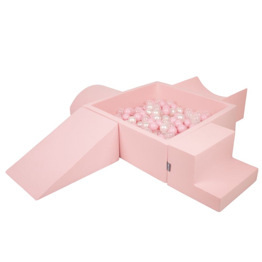 Activity Toys KiddyMoon | Kiddymoon Foam Playground For Kids With Square Ballpit, Pink: Powder Pink/ Pearl/ Transparent Pink: Light Pink / Pearl / Transparent