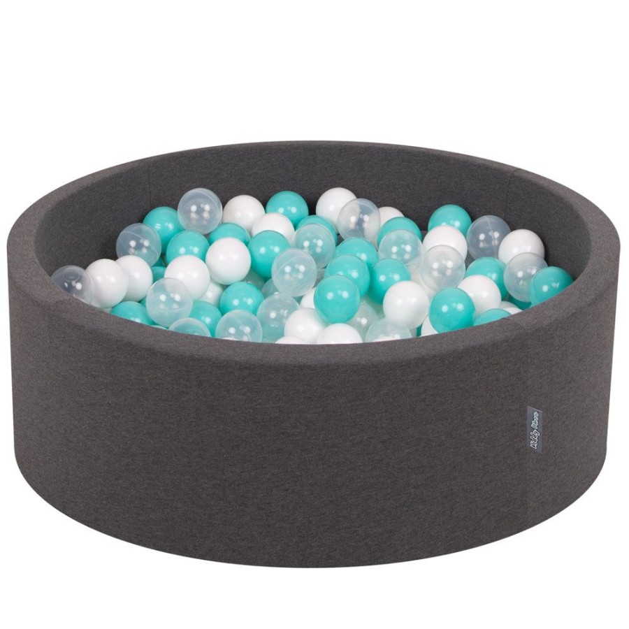 Ball Pits KiddyMoon | Kiddymoon Baby Foam Ball Pit With Balls 7Cm / 2.75In Certified Made In Eu, Dark : Light Turquoise/ White/ Transparent