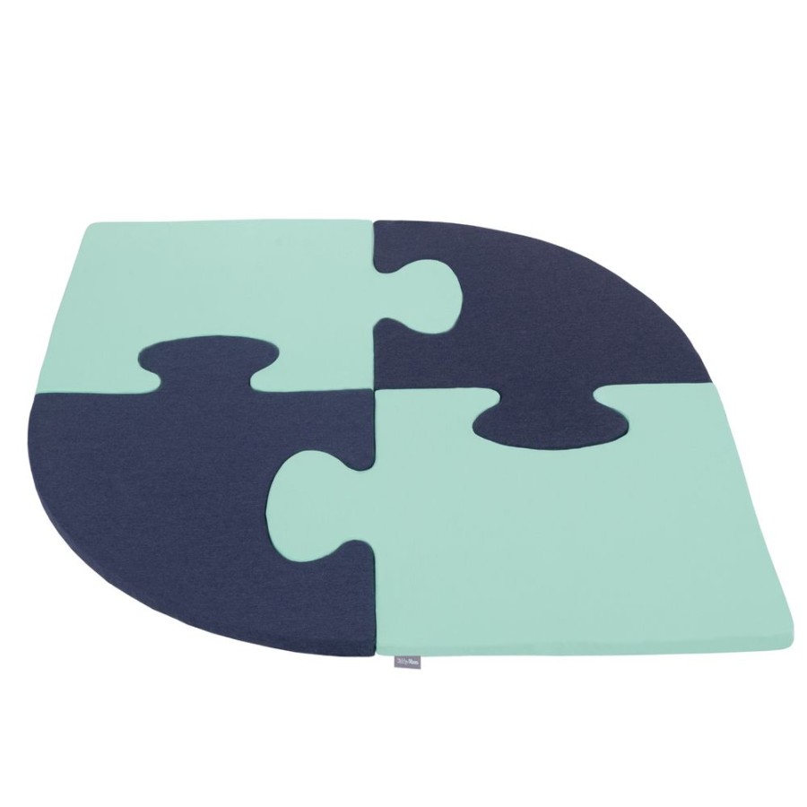 Nursery Room KiddyMoon | Kiddymoon Soft Foam Puzzle Set For Children 4Pcs, Dark Blue/ Mint