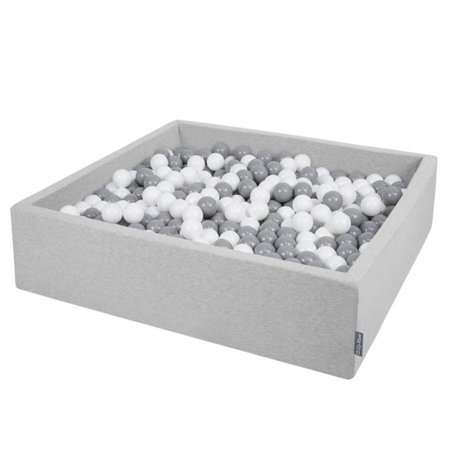 Ball Pits KiddyMoon | Kiddymoon Soft Ball Pit Square 7Cm / 2.75In For Kids, Foam Ball Pool Baby Playballs Children, Certified Made In The Eu, Light Grey: White-Grey Light Grey:White-Grey