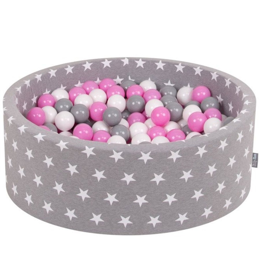 Ball Pits KiddyMoon | Kiddymoon Baby Ballpit With Balls 7Cm / 2.75In Certified, Stars, Grey Stars: Grey/ White/ Pink Grey Stars: Grey/White/Pink