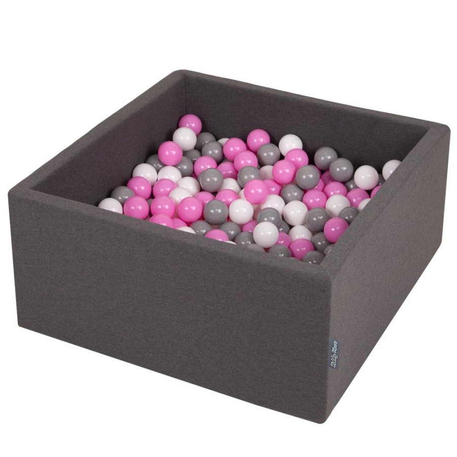 Ball Pits KiddyMoon | Kiddymoon Baby Foam Ball Pit With Balls 7Cm / 2.75In Square, Dark Grey: Grey/ White/ Pink Dark Grey:Grey/White/Pink