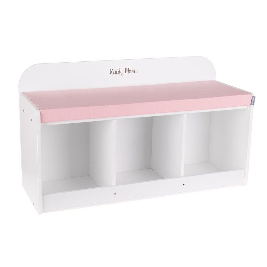 Nursery Room KiddyMoon | Kiddymoon Storage Bench For Kids With Foam Children Multifunctional Toy Furniture Sitting Playroom, White/ Pink White/Pink